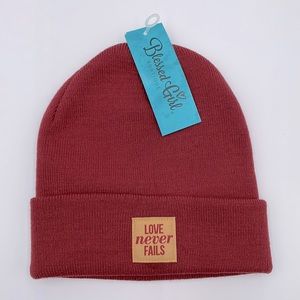 Knit Beanie Hat‎ - Blessed Girl - Burnt Orange/Rust - “Love Never Fails”